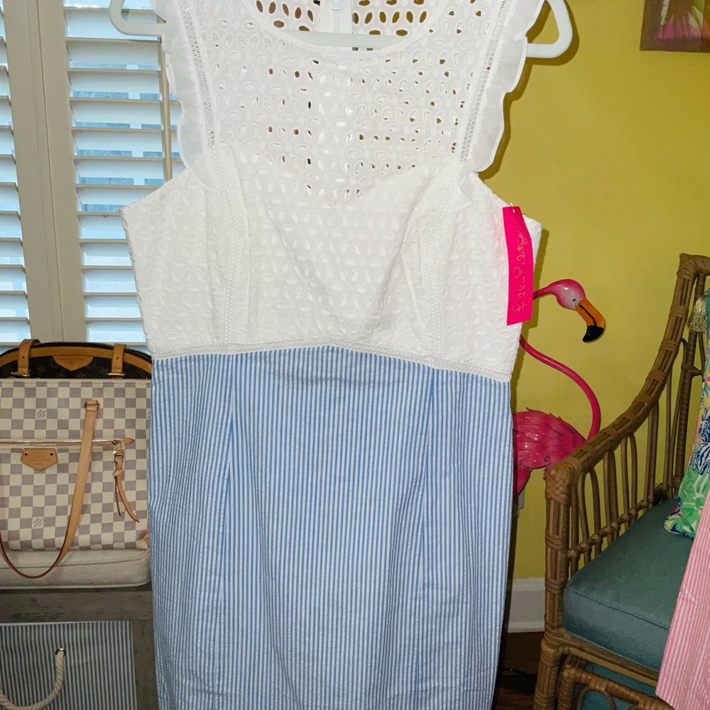 Lilly Pulitzer White and Blue Dress NWOT! - Picture 3 of 16